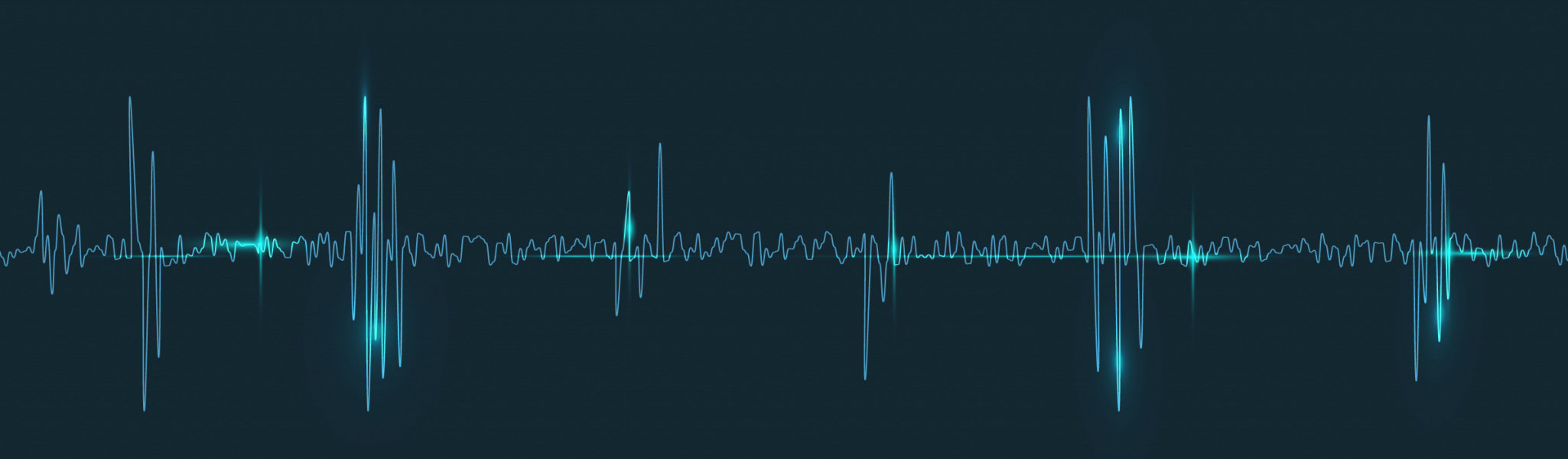 Light blue audiograph wave on a dark background