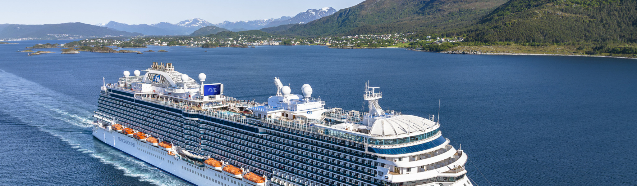 Sky Princess cruise ship sailing in the fjords of Norway