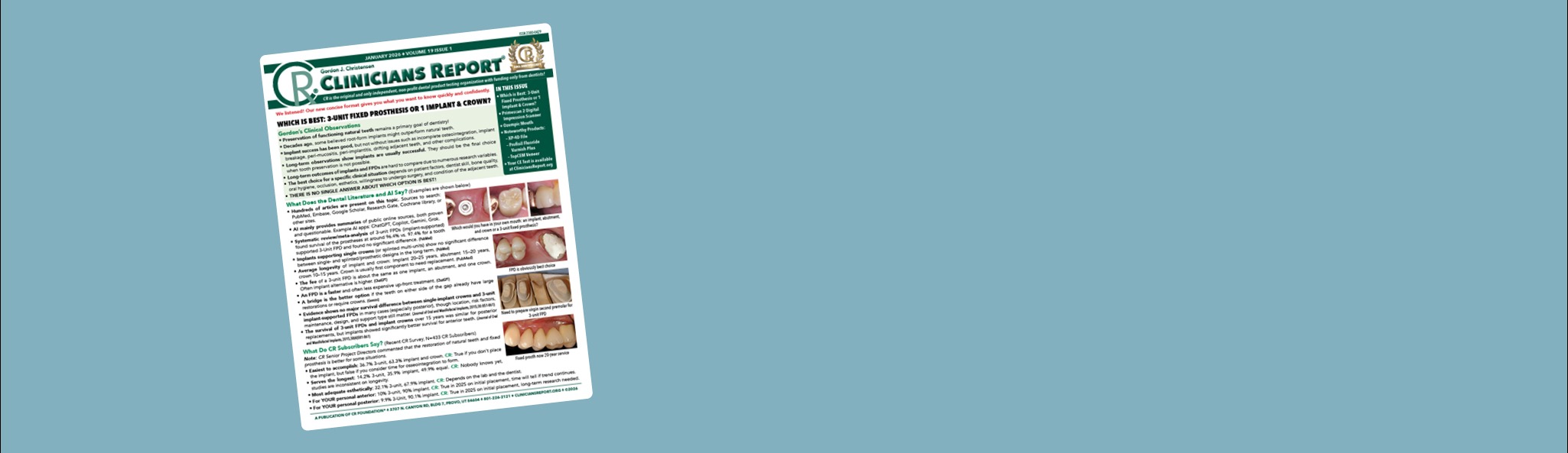 Front page of Clinicians Report January 2026