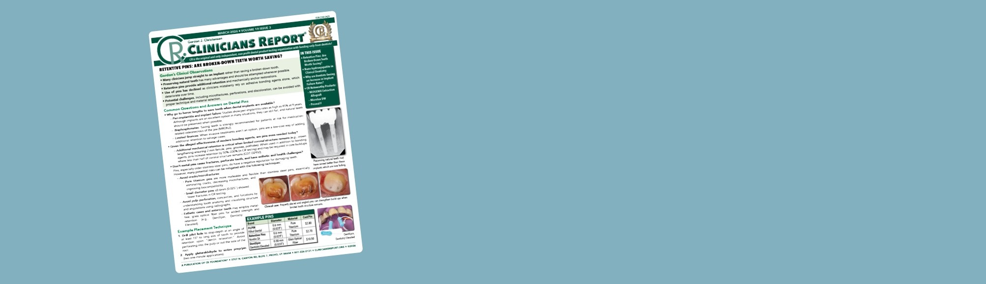 Front page of Clinicians Report March 2026