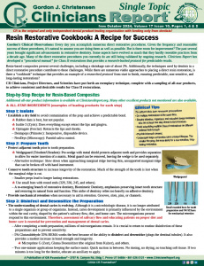 Resin Restorative Cookbook page 1 from October 2024